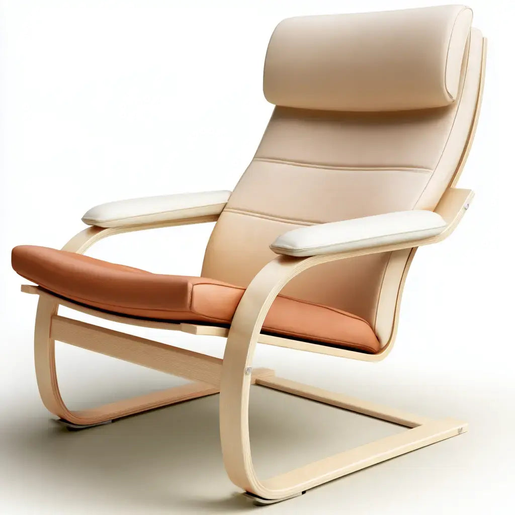 Mecedora con respaldo segmentado y estructura clara - marrón/beige