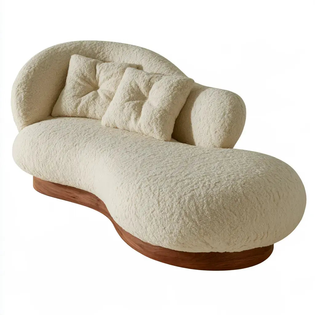 Sofá con asiento alargado de contorno orgánico - beige