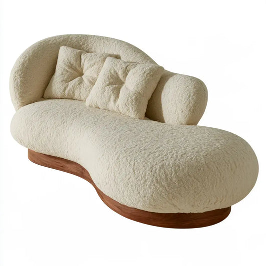 Sofá con asiento alargado de contorno orgánico - beige