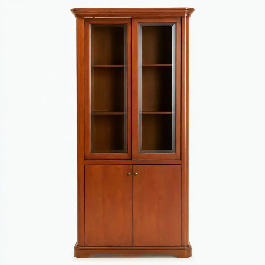 Vitrina con dos puertas superiores transparentes - marrón