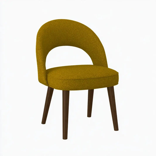 Silla con respaldo abierto y asiento tapizado - mostaza