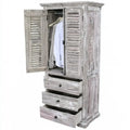 Armario con puertas de lamas y cajones bajos - gris