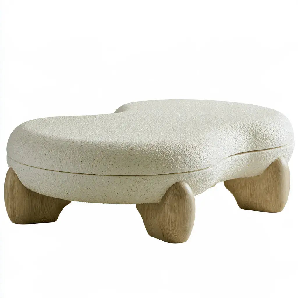 Banco con asiento orgánico y patas redondas - beige