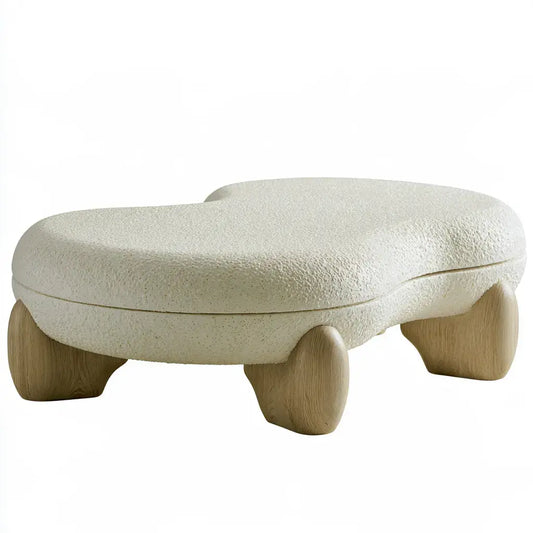 Banco con asiento orgánico y patas redondas - beige