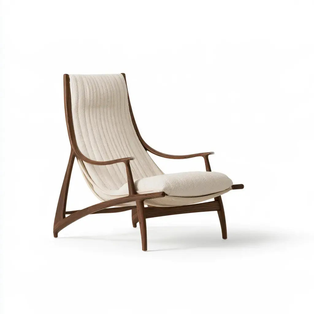 Sillón con respaldo alto de trama abierta - beige/marrón