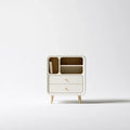 Aparador con nichos asimétricos y puertas claras - beige/blanco